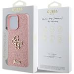 Guess PU Fixed Glitter 4G Metal Logo kryt pre iPhone 16 Pro Max, ružový