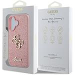 Guess PU Fixed Glitter 4G Metal Logo kryt pre iPhone 16, ružový