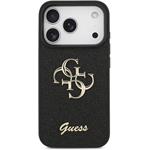 Guess PU Fixed Glitter 4G Metal Logo kryt pre iPhone 17 Pro, čierny