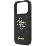 Guess PU Fixed Glitter 4G Metal Logo kryt pre iPhone 17 Pro, čierny