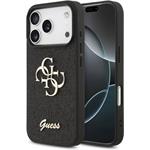 Guess PU Fixed Glitter 4G Metal Logo kryt pre iPhone 17 Pro, čierny