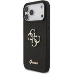 Guess PU Fixed Glitter 4G Metal Logo kryt pre iPhone 17 Pro Max, čierny