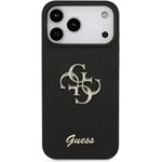 Guess PU Fixed Glitter 4G Metal Logo kryt pre iPhone 17 Pro Max, čierny