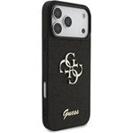 Guess PU Fixed Glitter 4G Metal Logo kryt pre iPhone 17 Pro Max, čierny