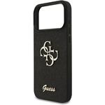 Guess PU Fixed Glitter 4G Metal Logo kryt pre iPhone 17 Pro Max, čierny