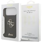 Guess PU Fixed Glitter 4G Metal Logo kryt pre iPhone 17 Pro Max, čierny