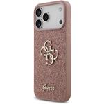 Guess PU Fixed Glitter 4G Metal Logo kryt pre iPhone 17 Pro Max, ružový