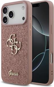 Guess PU Fixed Glitter 4G Metal Logo kryt pre iPhone 17 Pro Max, ružový