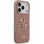 Guess PU Fixed Glitter 4G Metal Logo kryt pre iPhone 17 Pro, ružový