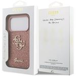 Guess PU Fixed Glitter 4G Metal Logo kryt pre iPhone 17 Pro, ružový
