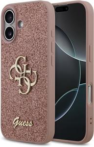 Guess PU Fixed Glitter 4G Metal Logo kryt pre iPhone 17, ružový