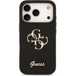 Guess PU Fixed Glitter 4G Metal Logo kryt pre iPhone 18 Pro, čierny