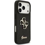 Guess PU Fixed Glitter 4G Metal Logo kryt pre iPhone 18 Pro, čierny