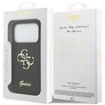 Guess PU Fixed Glitter 4G Metal Logo kryt pre iPhone 18 Pro, čierny