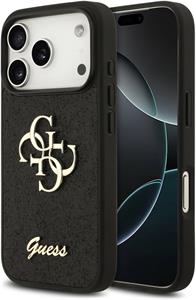 Guess PU Fixed Glitter 4G Metal Logo kryt pre iPhone 18 Pro, čierny