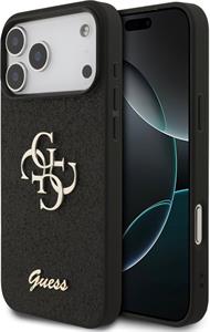 Guess PU Fixed Glitter 4G Metal Logo kryt pre iPhone 18 Pro Max, čierny