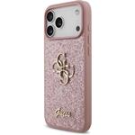 Guess PU Fixed Glitter 4G Metal Logo kryt pre iPhone 18 Pro Max, ružový