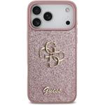 Guess PU Fixed Glitter 4G Metal Logo kryt pre iPhone 18 Pro Max, ružový