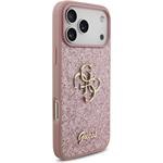 Guess PU Fixed Glitter 4G Metal Logo kryt pre iPhone 18 Pro Max, ružový