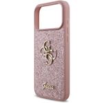 Guess PU Fixed Glitter 4G Metal Logo kryt pre iPhone 18 Pro Max, ružový