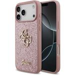 Guess PU Fixed Glitter 4G Metal Logo kryt pre iPhone 18 Pro Max, ružový