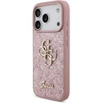 Guess PU Fixed Glitter 4G Metal Logo kryt pre iPhone 18 Pro, ružový