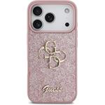Guess PU Fixed Glitter 4G Metal Logo kryt pre iPhone 18 Pro, ružový
