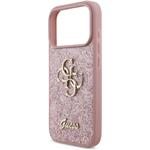 Guess PU Fixed Glitter 4G Metal Logo kryt pre iPhone 18 Pro, ružový