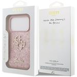 Guess PU Fixed Glitter 4G Metal Logo kryt pre iPhone 18 Pro, ružový