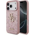 Guess PU Fixed Glitter 4G Metal Logo kryt pre iPhone 18 Pro, ružový