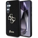 Guess PU Fixed Glitter 4G Metal Logo kryt pre Samsung Galaxy S25, čierny