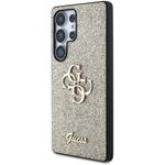 Guess PU Fixed Glitter 4G Metal Logo kryt pre Samsung Galaxy S25 Ultra, zlatý