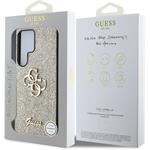 Guess PU Fixed Glitter 4G Metal Logo kryt pre Samsung Galaxy S25 Ultra, zlatý