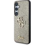 Guess PU Fixed Glitter 4G Metal Logo kryt pre Samsung Galaxy S25, zlatý