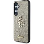 Guess PU Fixed Glitter 4G Metal Logo kryt pre Samsung Galaxy S25+, zlatý