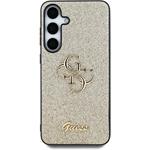 Guess PU Fixed Glitter 4G Metal Logo kryt pre Samsung Galaxy S25, zlatý