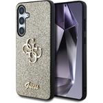 Guess PU Fixed Glitter 4G Metal Logo kryt pre Samsung Galaxy S25, zlatý