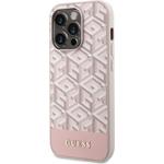 Guess PU G Cube MagSafe Kompatibilní Zadní Kryt pro iPhone 13 Pro Max Pink