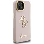 Guess PU Grained 4G Logo Stand Camera Frame kryt pre iPhone 13, ružový