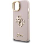 Guess PU Grained 4G Logo Stand Camera Frame kryt pre iPhone 13, ružový