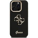 Guess PU Grained 4G Logo Stand Camera Frame kryt pre iPhone 15 Pro, čierny