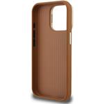 Guess PU Grained 4G Logo Stand Camera Frame kryt pre iPhone 15 Pro Max, hnedý