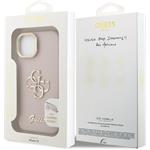 Guess PU Grained 4G Logo Stand Camera Frame kryt pre iPhone 15, ružový