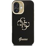 Guess PU Grained 4G Logo Stand Camera Frame kryt pre iPhone 16, čierny
