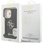 Guess PU Grained 4G Logo Stand Camera Frame kryt pre iPhone 16, čierny