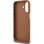 Guess PU Grained 4G Logo Stand Camera Frame kryt pre iPhone 16, hnedý