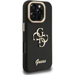 Guess PU Grained 4G Logo Stand Camera Frame kryt pre iPhone 16 Pro Max, čierny