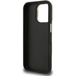 Guess PU Grained 4G Logo Stand Camera Frame kryt pre iPhone 16 Pro Max, čierny