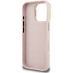 Guess PU Grained 4G Logo Stand Camera Frame kryt pre iPhone 16 Pro, ružový
