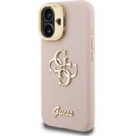 Guess PU Grained 4G Logo Stand Camera Frame kryt pre iPhone 16, ružový
